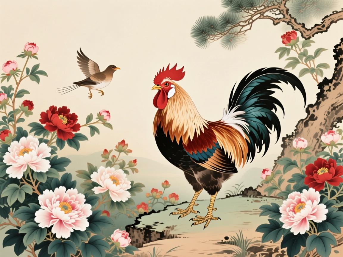 百花深处闻鸡鸣