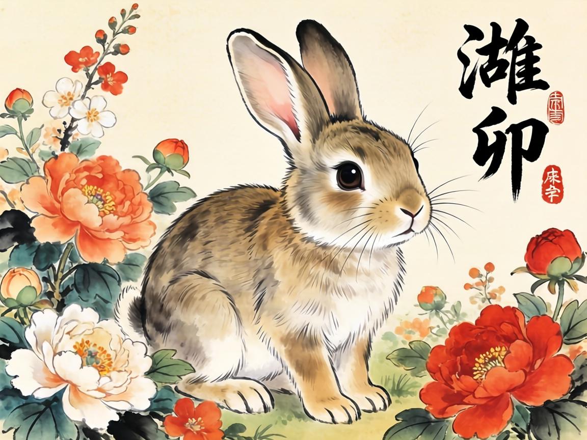 百花争艳是卯兔 百花争艳是卯兔